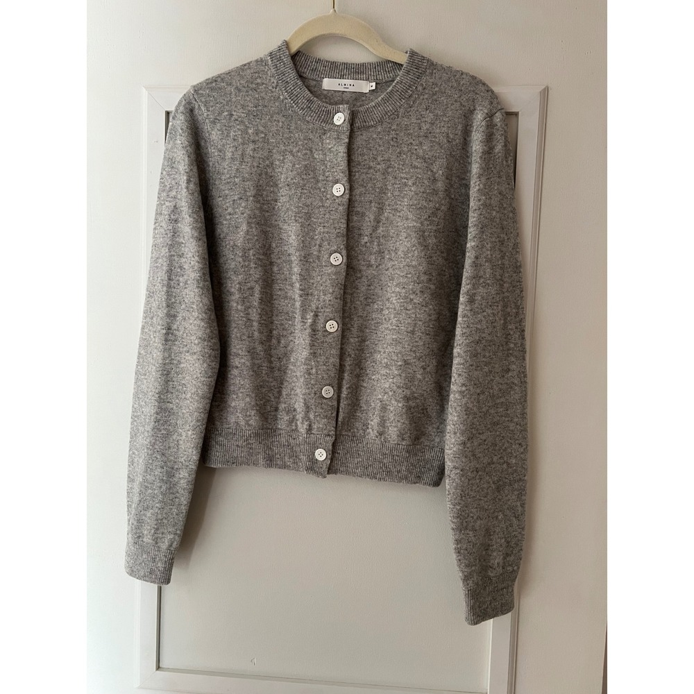 Almina Concept Gray Merino Wool Cashmere Blend Button Front Cardigan M